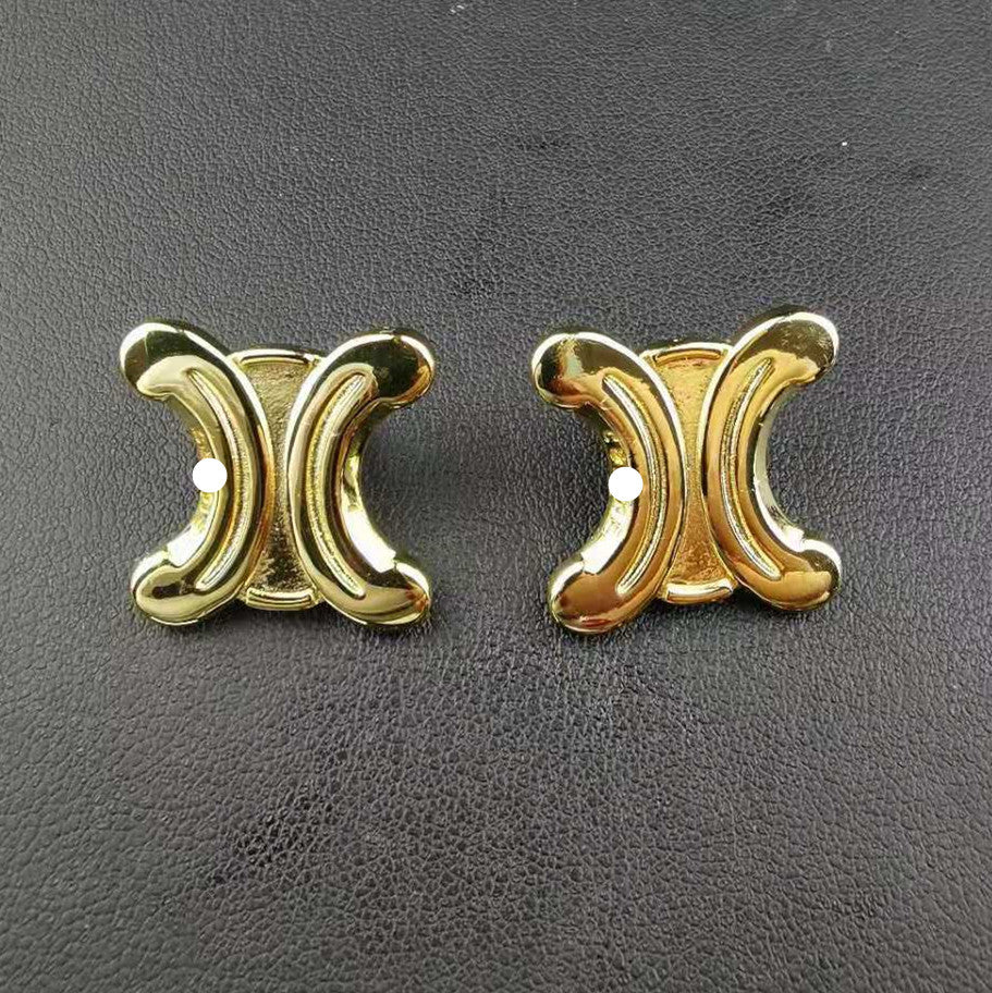 赛家新款欧美凯旋门耳钉女中古款法式复古猪鼻子设计感耳饰品耳环