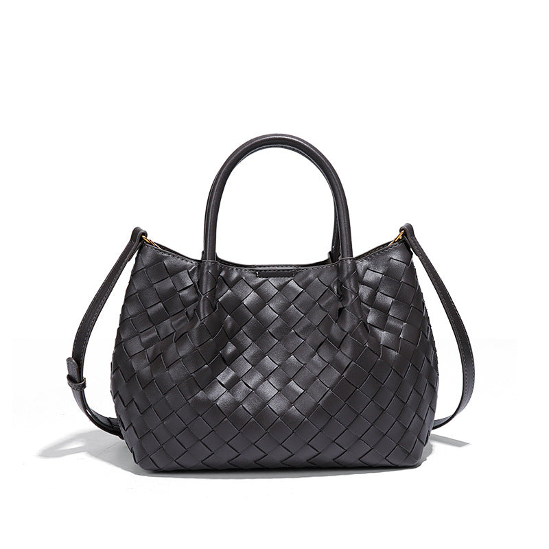 高级感韩版手拎包休闲单肩斜挎包时尚手工编织女包休闲子母托特包