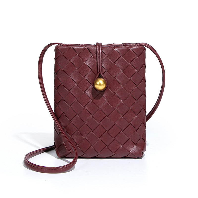 时尚迷你竖款编织手机包复古百搭斜挎零钱包小众质感潮流单肩女包