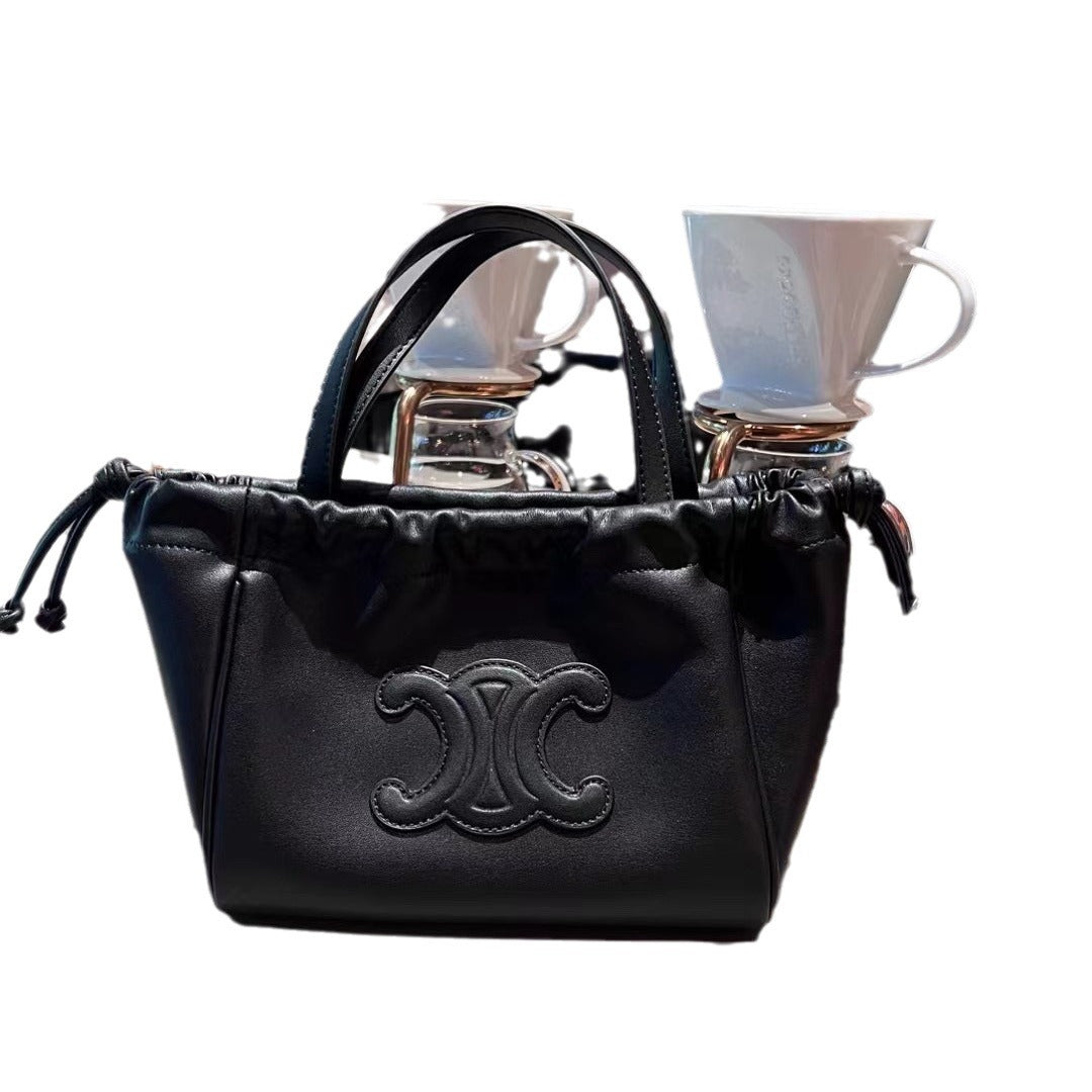 2024新款复古手提包凯旋门牛皮腋下托特包包女单肩斜挎包小众设计