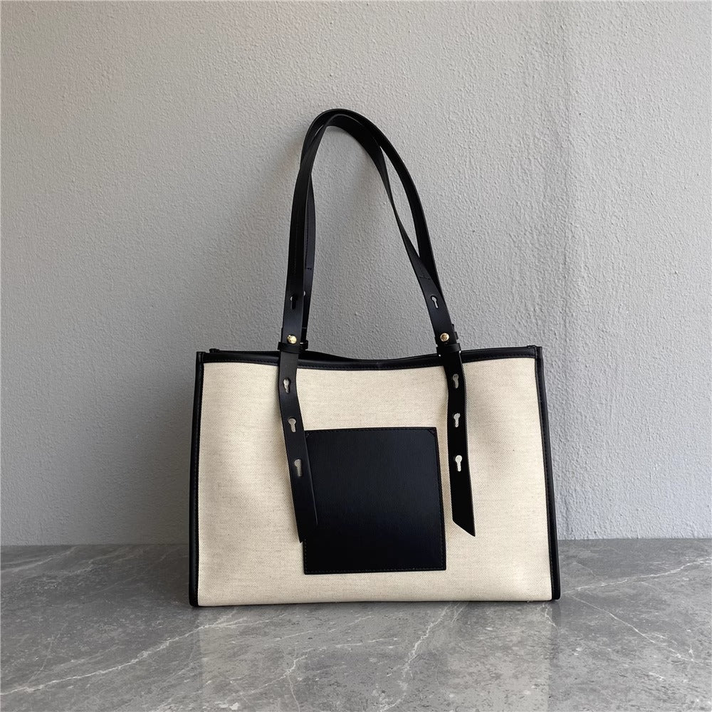 秋冬新款休闲时尚大空间ins潮百搭配牛皮托特包外贸出口欧美女包