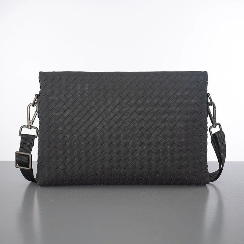 X&BV真皮单肩包男斜挎包大容量编织小背包多功能男士手拿包手包潮