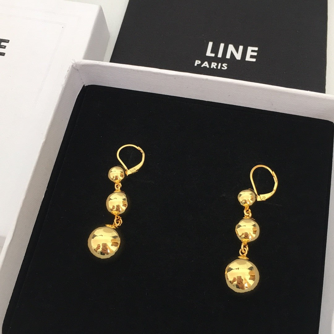 赛林家22新款圆球吊坠耳环女高级感气质欧美重工光面镀金葫芦耳扣