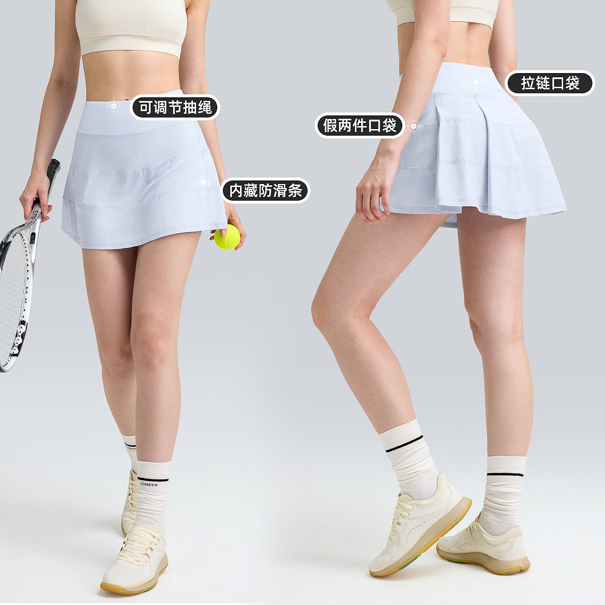 防走光lulu网球裙女裸感芯吸瑜伽健身短裤假两件跑步速干运动短裙