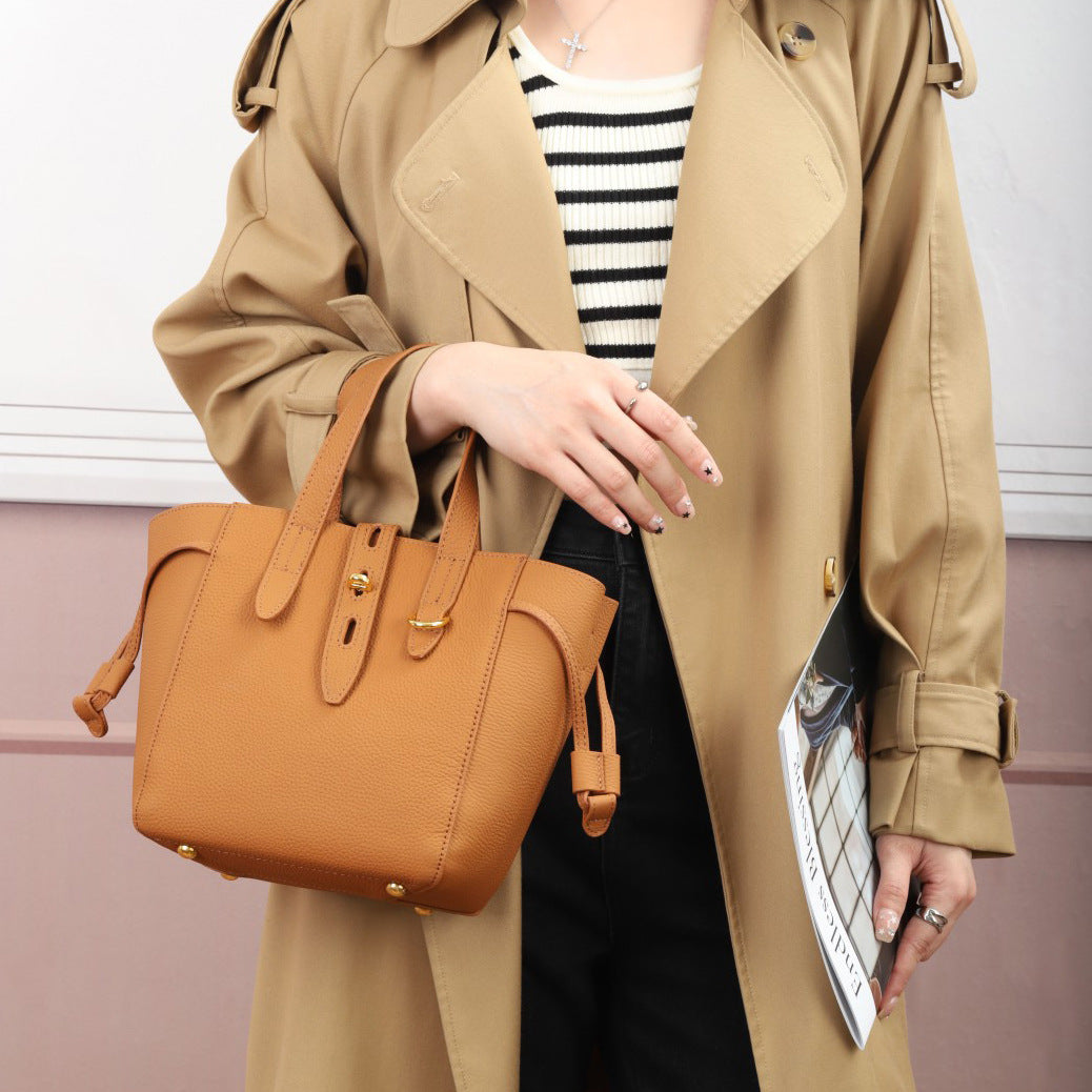 头层TOGO牛皮包包女2023新款大容量通勤单肩斜挎托特包外贸亚马逊