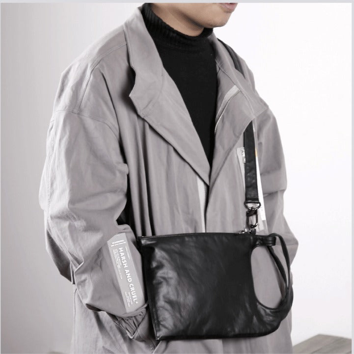 手工植鞣头层牛皮单肩斜跨手提包休闲真皮包袋男女情侣款无痕代发