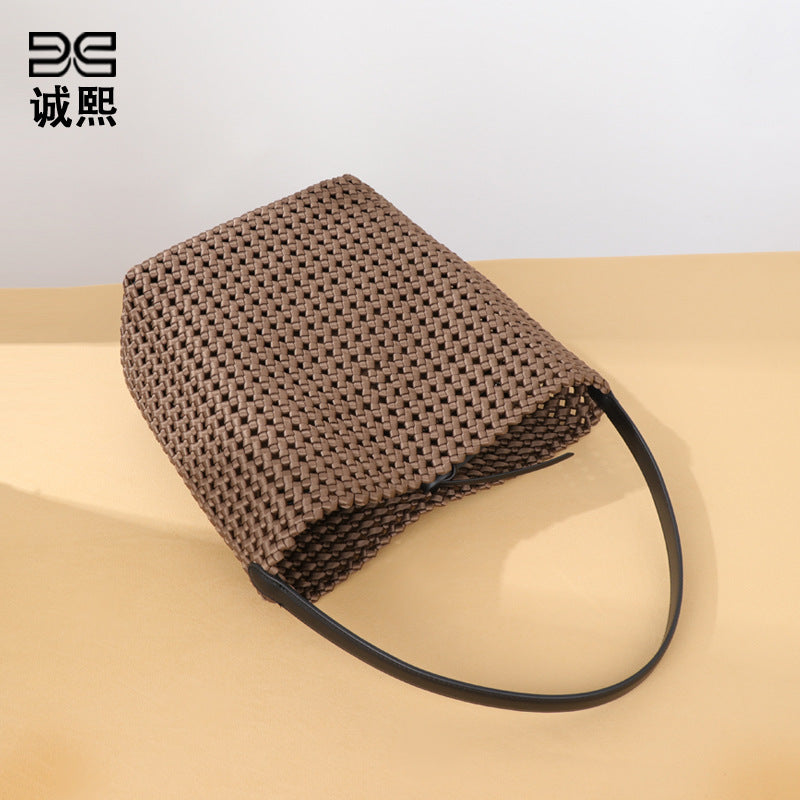 夏季新款手工编织包镂空风车结手提子母包高级感洋气单肩腋下女包