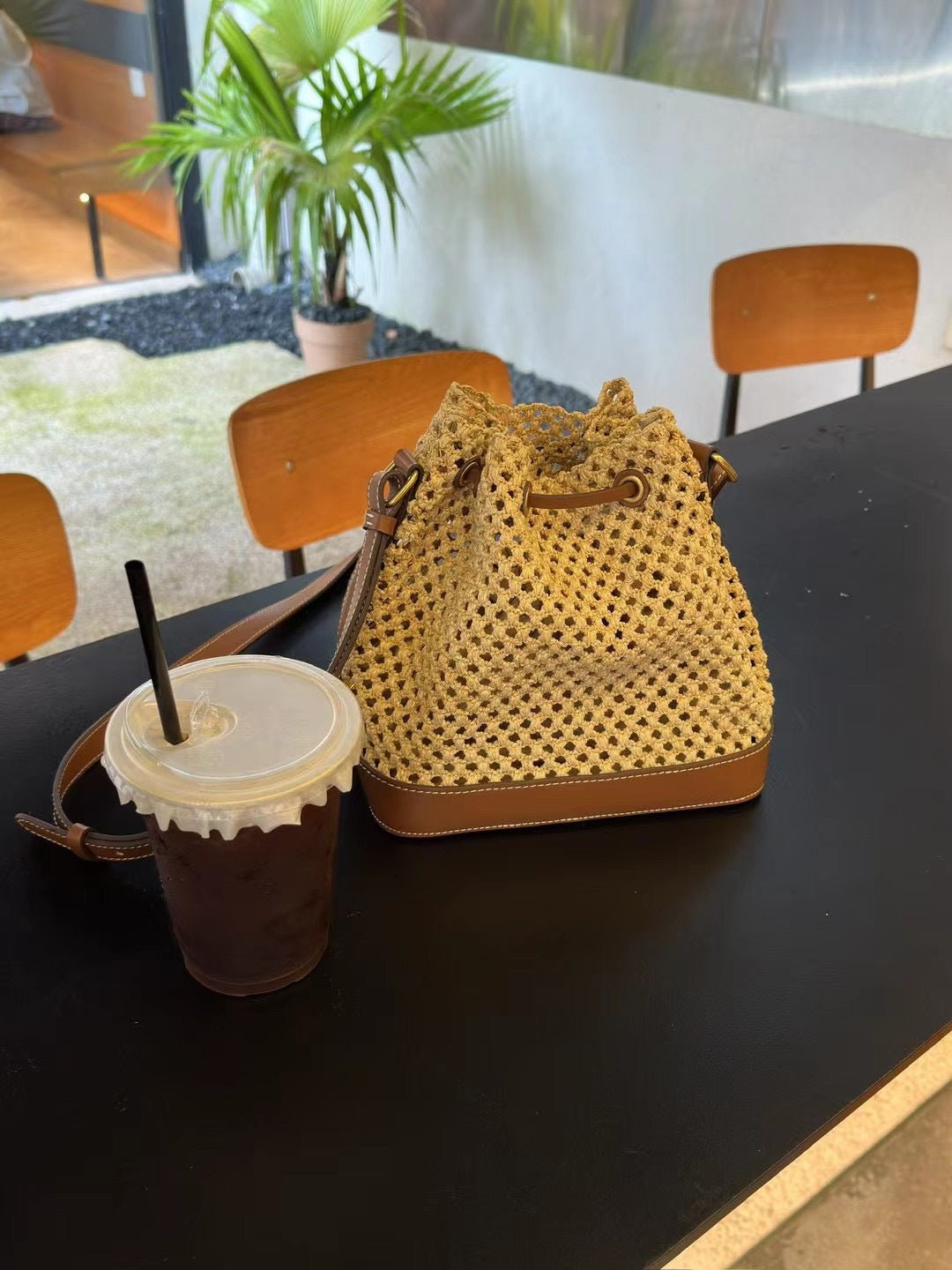 拉菲草编织水桶包包女大容量腋下包高级感手提菜篮子包单肩斜挎包