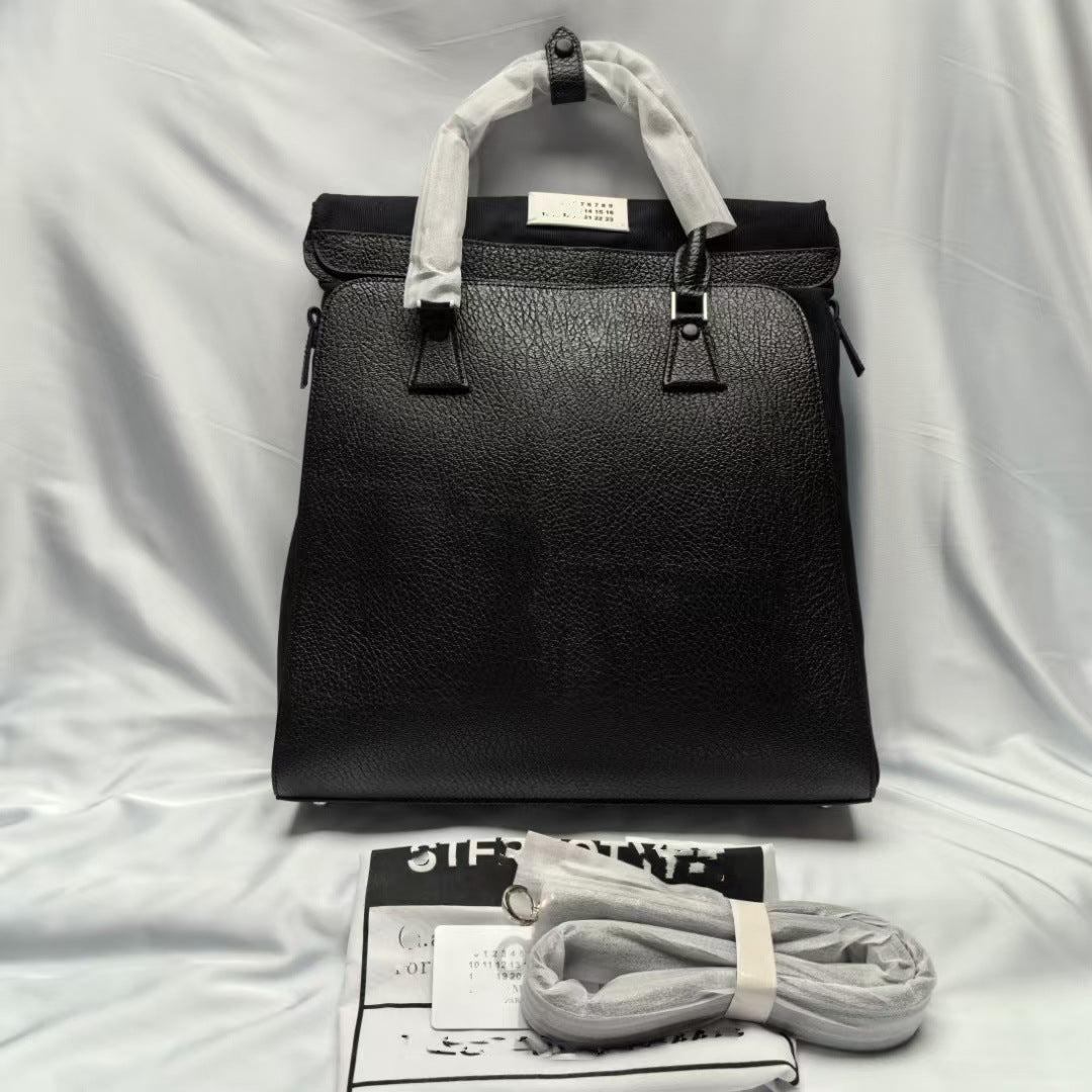 马吉LaMM6多功能5AC通勤包皮拼帆布大容量休闲单肩斜挎双肩电脑包