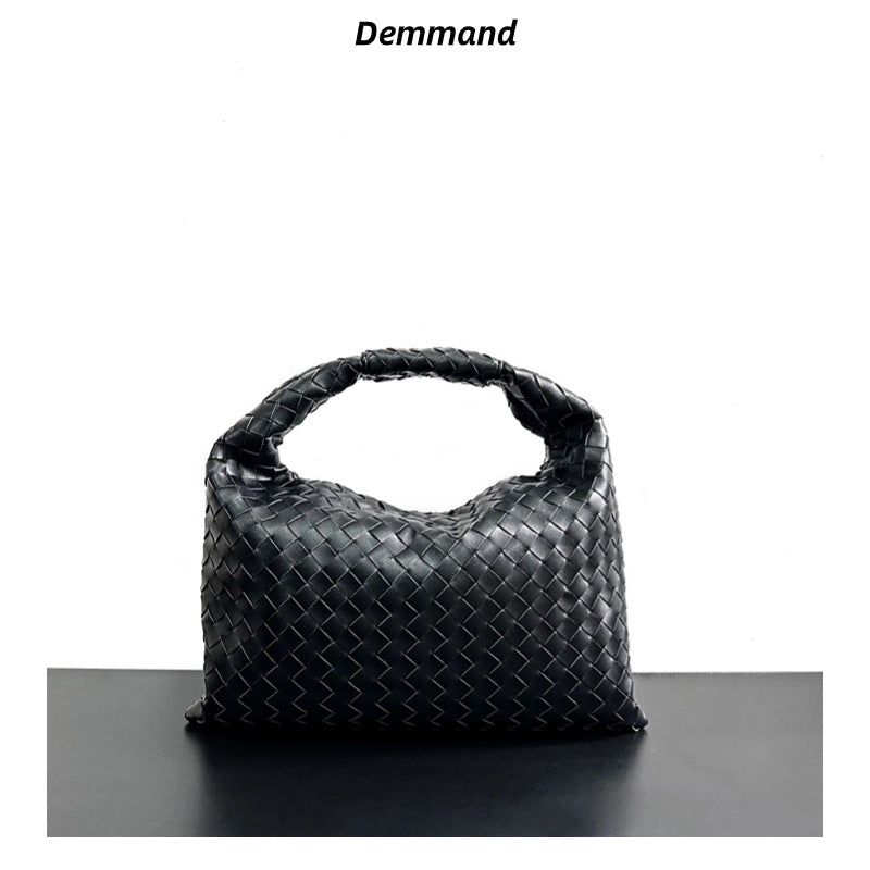 新款2023编织托特包秋冬大容量通勤包真牛皮单肩腋下包时尚手提包