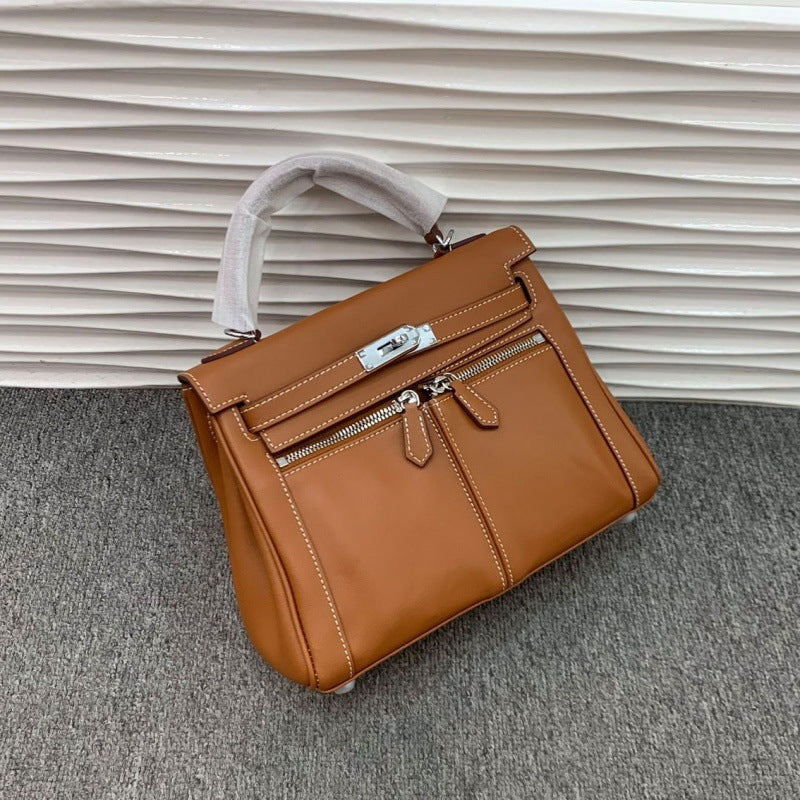 大牌仿牌新款swif双肩带凯莉包牛皮女包单肩斜挎手提包包一件代发