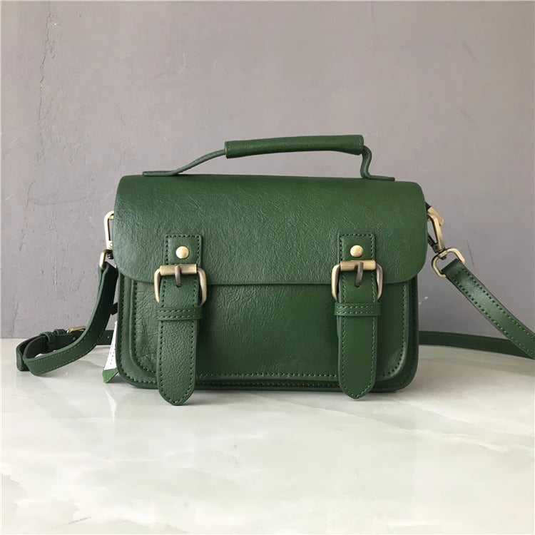 头层植鞣牛皮剑桥包 邮差包女新款潮时尚百搭单肩斜挎包 一件代发