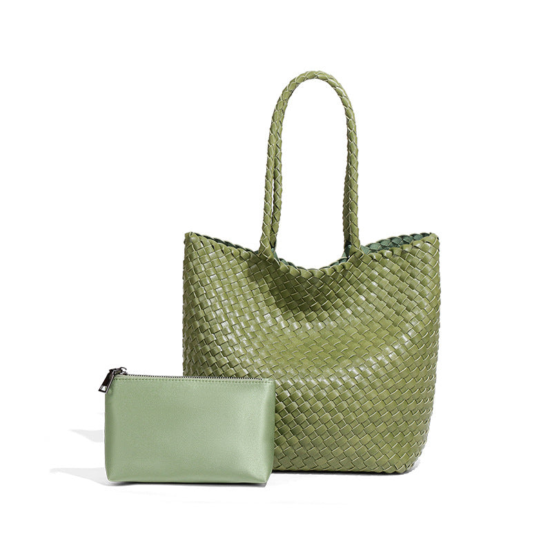 韩版潮流大容量单肩腋下包手工编织女包大容量休闲子母手提托特包