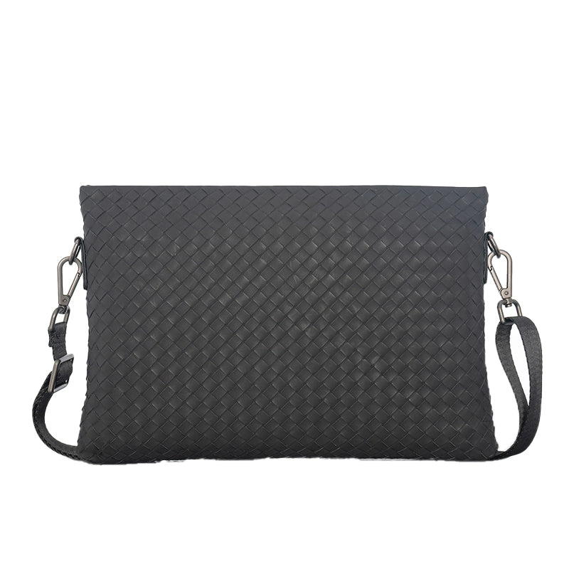 X&BV真皮单肩包男斜挎包大容量编织小背包多功能男士手拿包手包潮