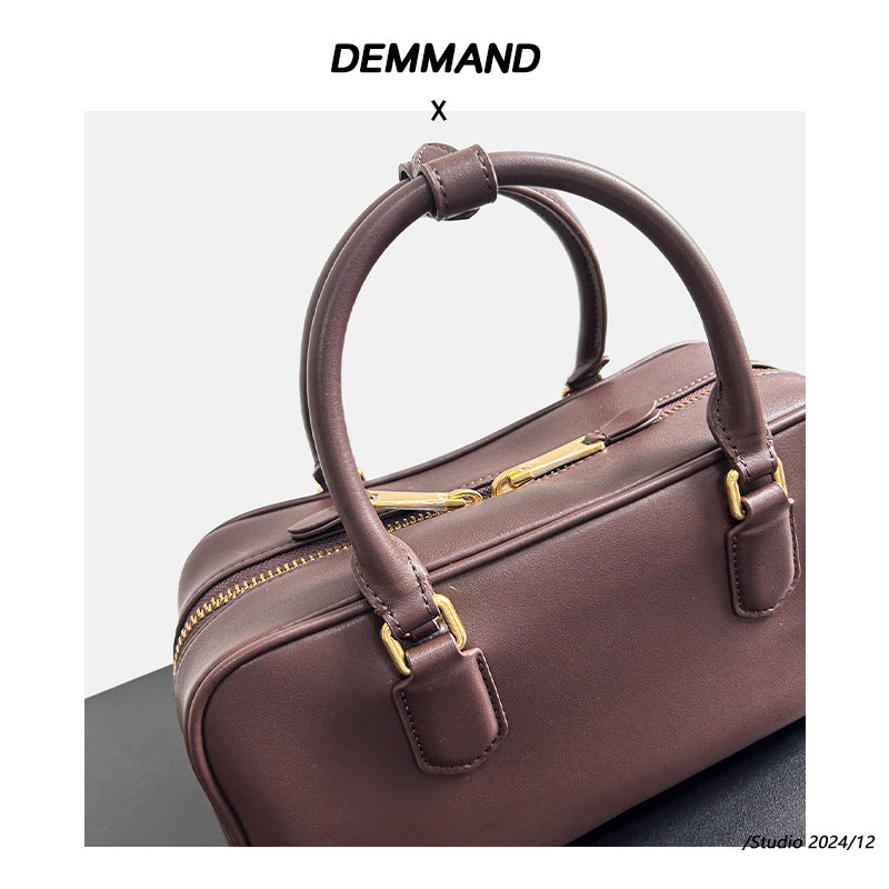 波士顿保龄球包包小众枕头包2024新款小手提包女真皮单肩斜挎包