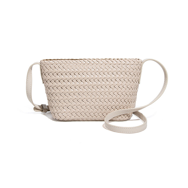 夏季新款百搭小众编织女包清新时尚单肩斜跨包休闲轻便复古小方包