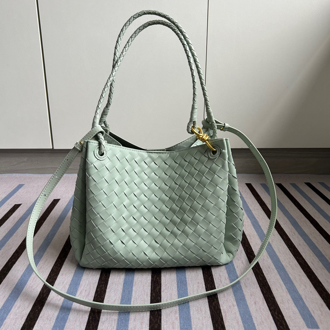 舒淇同款编织降落伞包包大容量通勤手拎托特包敞口拉绳妈咪子母袋