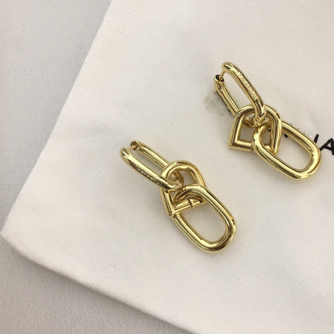 巴家欧美新款粗链条节耳坠耳环气质百搭耳圈法式复古款耳饰女