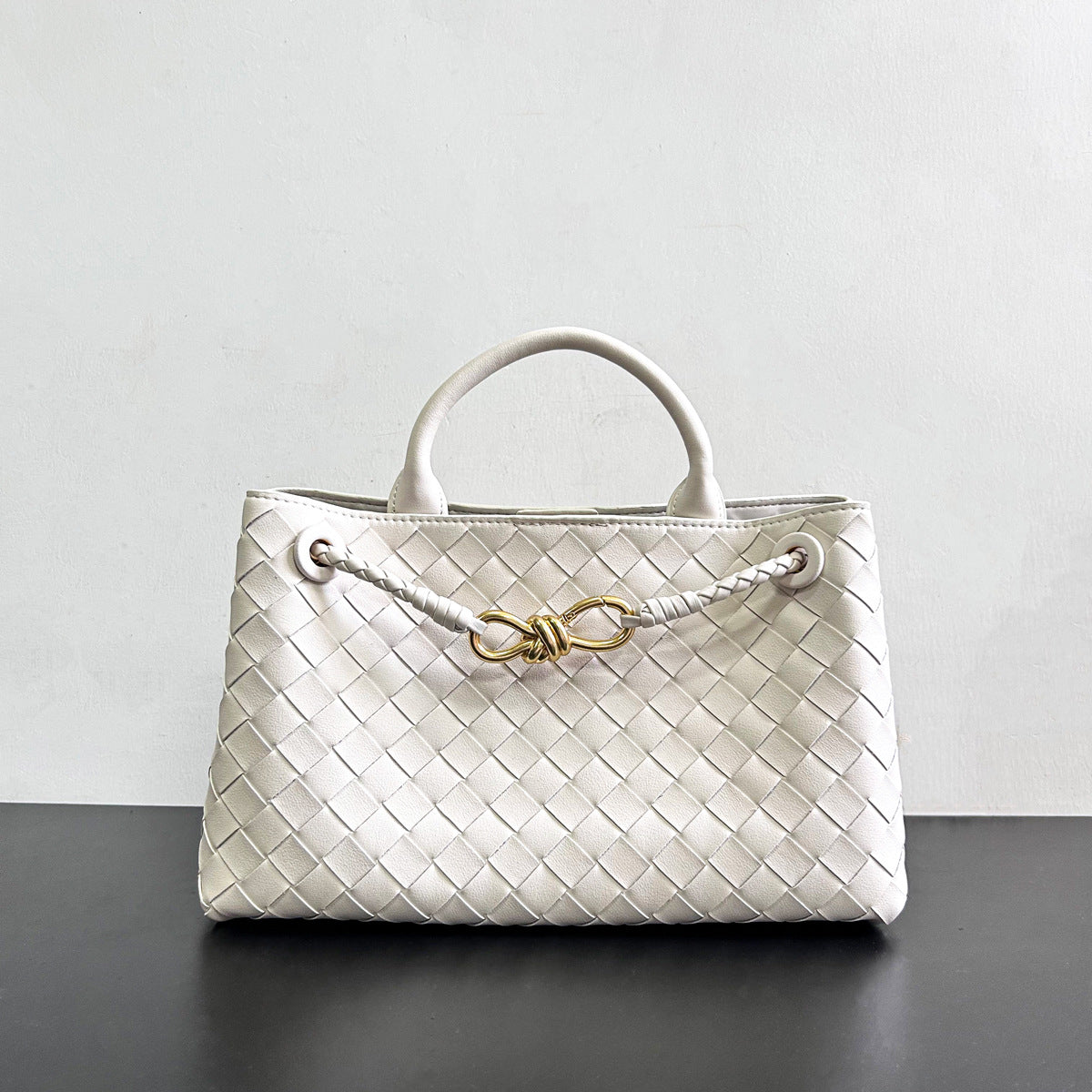 2023真皮编织包手提包女包单肩包牛皮手拎包小众品牌大包金色背包