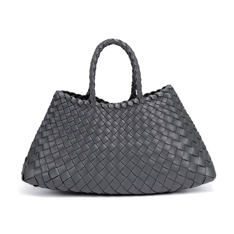 跨境潮流复古大容量手提女包手工编织子母包通勤商务单肩托特包包