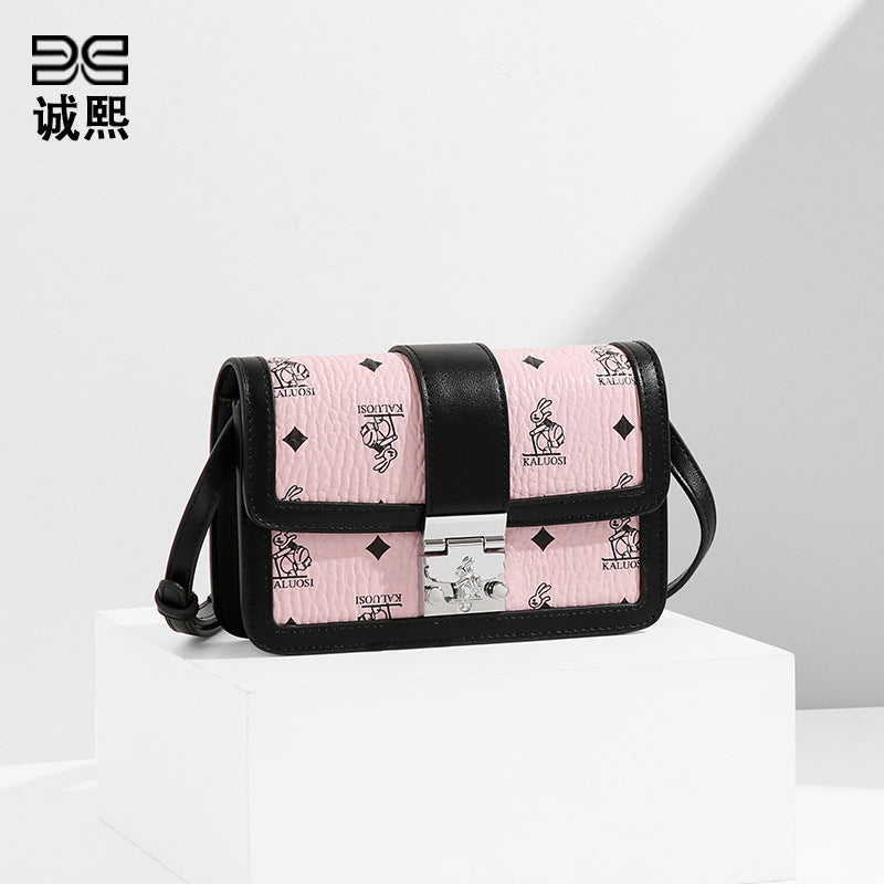 时尚休闲百搭大容量简约小方包上班通勤高级感兔兔单肩斜挎女士包