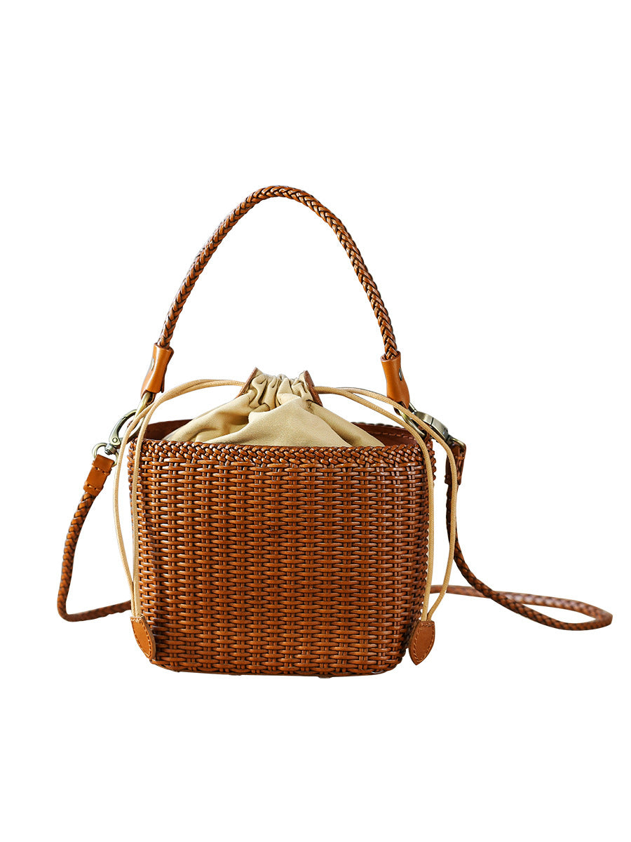 牛皮编织女包纯皮手工真皮包包质感休闲小众复古包单肩包2023新款