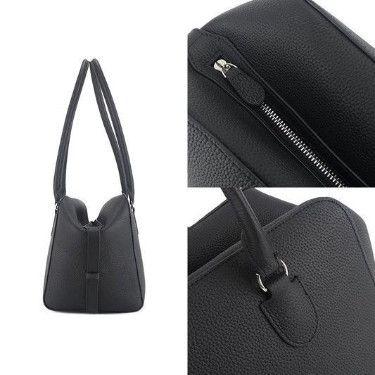 2025新款百搭头层牛皮大容量保龄球包真皮波士顿包手提单肩腋下包