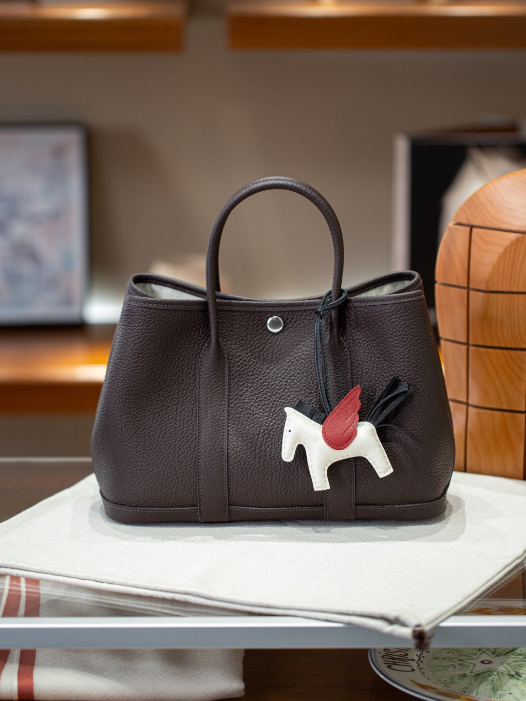 手工蜡线Garden party花园包真皮手提托特包通勤妈咪包购物袋女