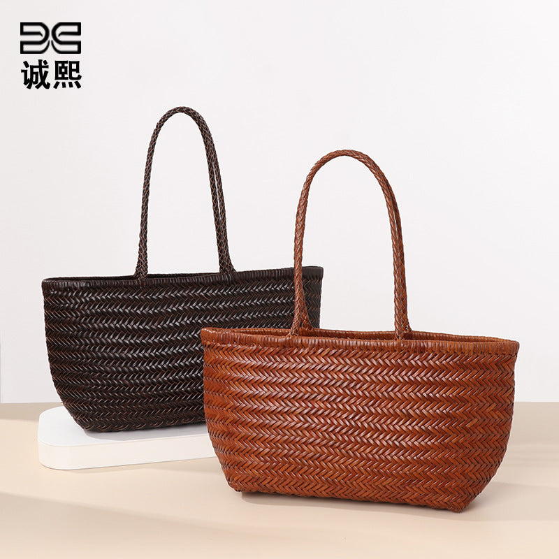 编织法式牛皮菜篮子包热卖藤编手提包女大容量时尚休闲单肩腋下包