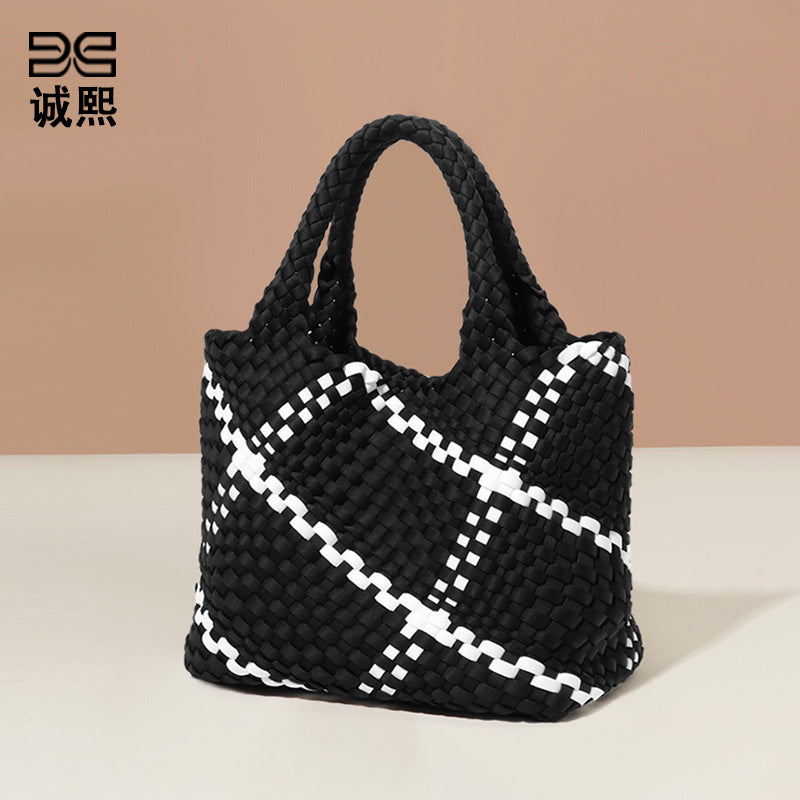 休闲大容量手工编织包复古网红同款手提托特包质感流行子母腋下包