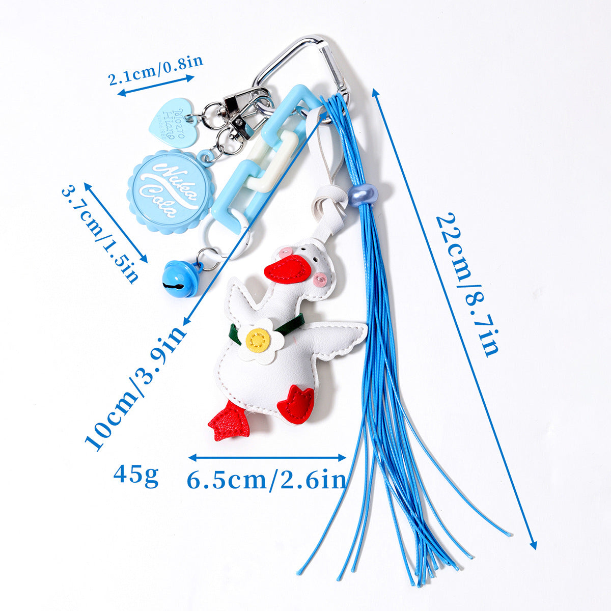 跨境热销爆款可爱呆萌PU皮革小鸭子包包挂件酒瓶盖金属铃铛挂饰