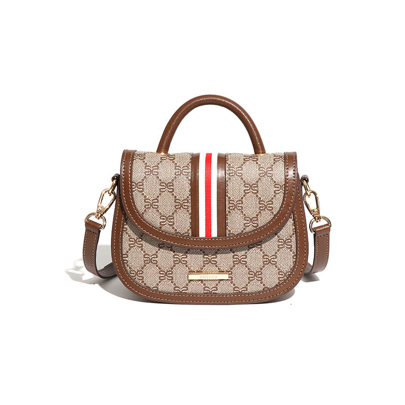 马鞍包女斜跨小众高级感复古2024新款潮流老花时尚休闲单肩手提包