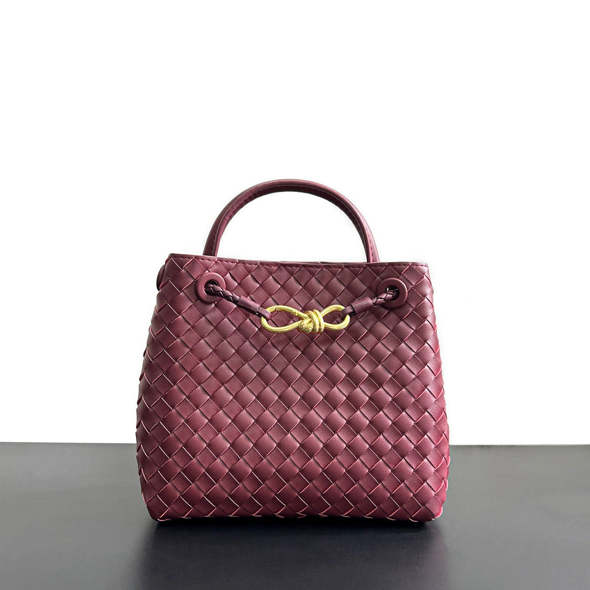 物著小众设计春季新款金属绳扣编织托特包单肩手提大容量复古女包