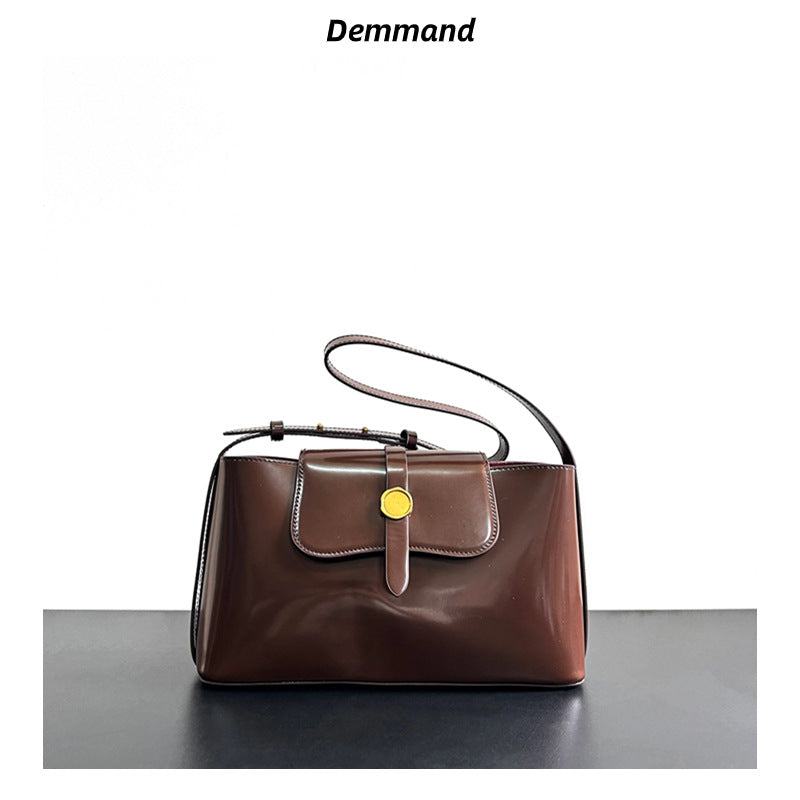 韩国2023小众牛皮腋下手提包可斜挎有延长肩带百搭休闲真皮牛皮