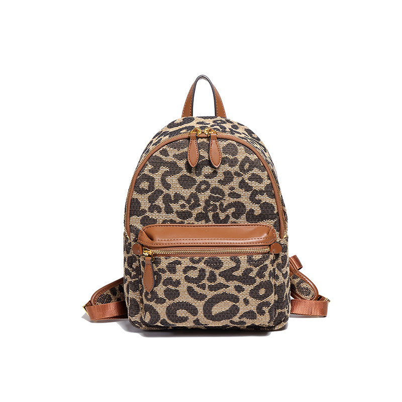 秋冬百搭跨境新款豹纹单肩双肩包个性潮流旅行上班大容量女士背包