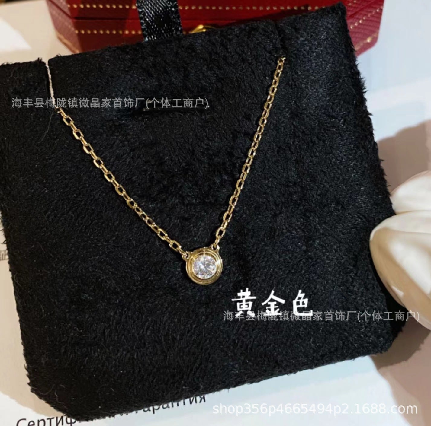 卡家高版小飞碟项链S925银镀18K玫瑰金单钻项链CNC精工厂家直销