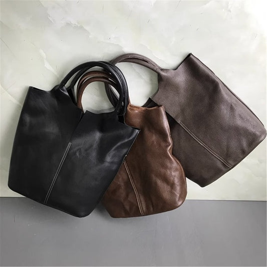 外贸工厂尾货真皮购物袋包慵懒潮托特包大容量通勤单肩腋下女包