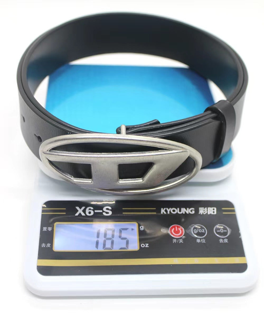 美式复古银色扣D字母腰带男女通用百搭装饰连衣裙牛仔裤皮带工厂