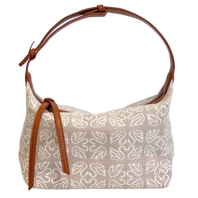 罗家时尚天鹅刺绣医生包包2023秋冬款女包帆布单肩手提休闲秋腋下