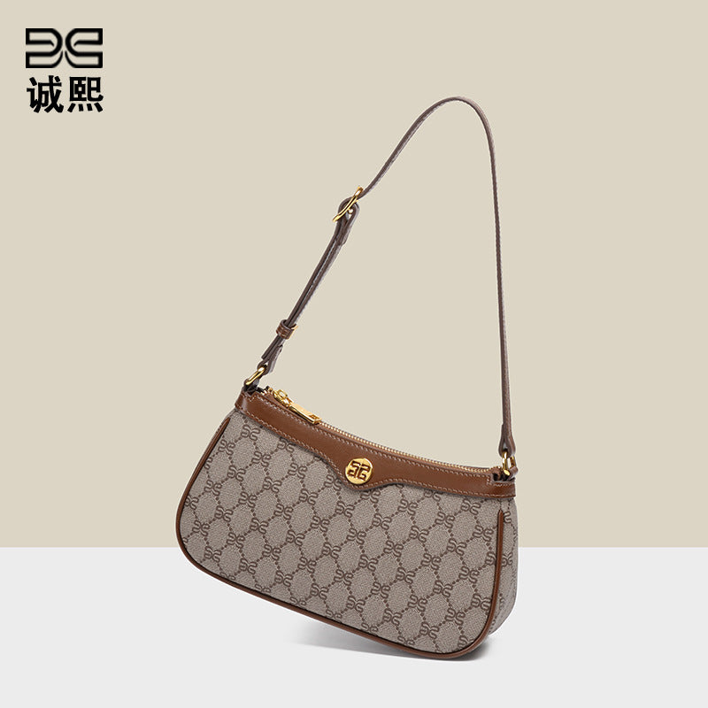 经典复古老花单肩腋下女包港风时尚百搭定制手提包通勤斜挎小方包