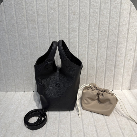 2025新款大容量托特包简约百搭时尚单肩包头层牛皮软腋下包妈咪包