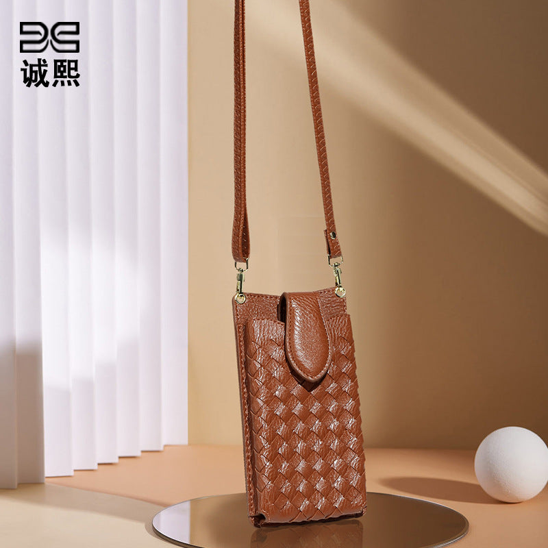 跨境时尚手工编织包纯色小巧卡包手机包潮流百搭单肩斜跨迷你女包