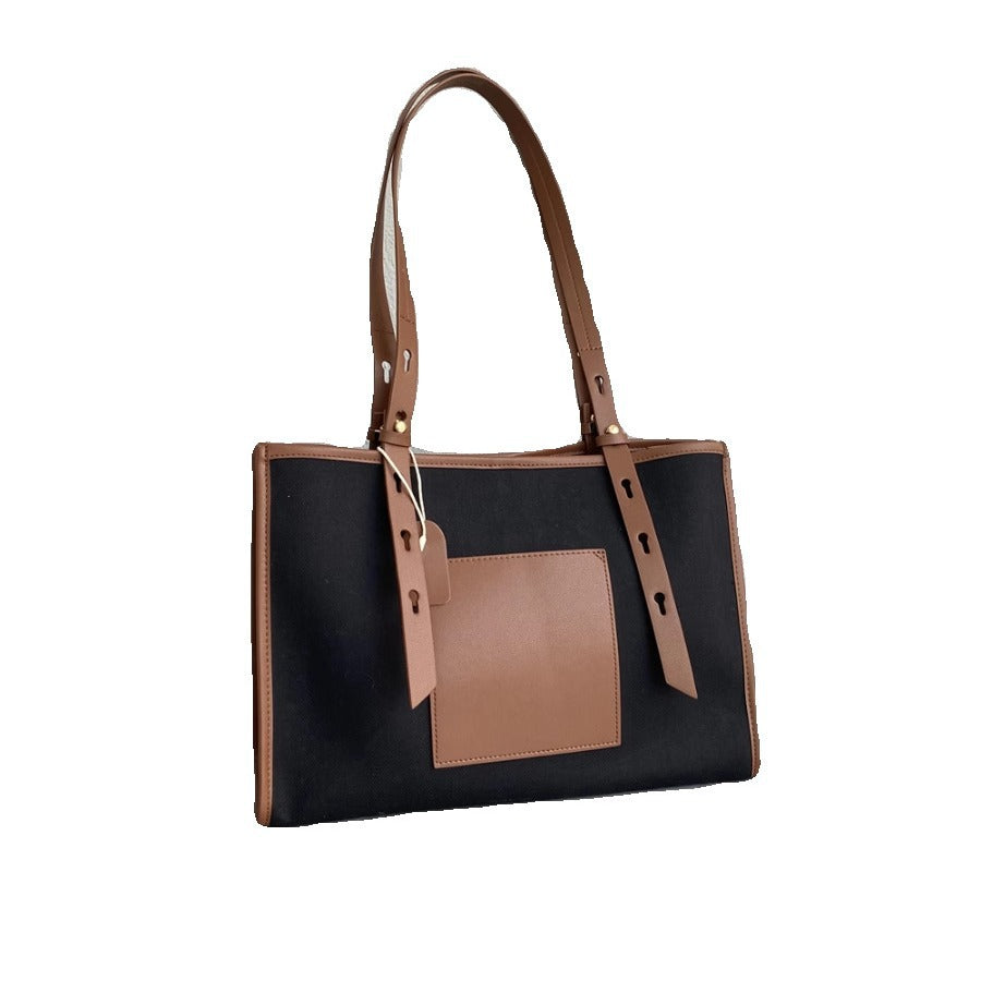 秋冬新款休闲时尚大空间ins潮百搭配牛皮托特包外贸出口欧美女包