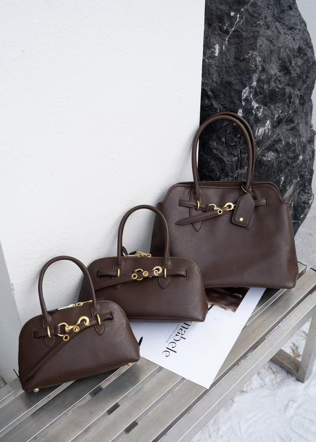 包包2024秋冬新款头层牛皮贝壳托特包大容量购物袋公文包腋下包包