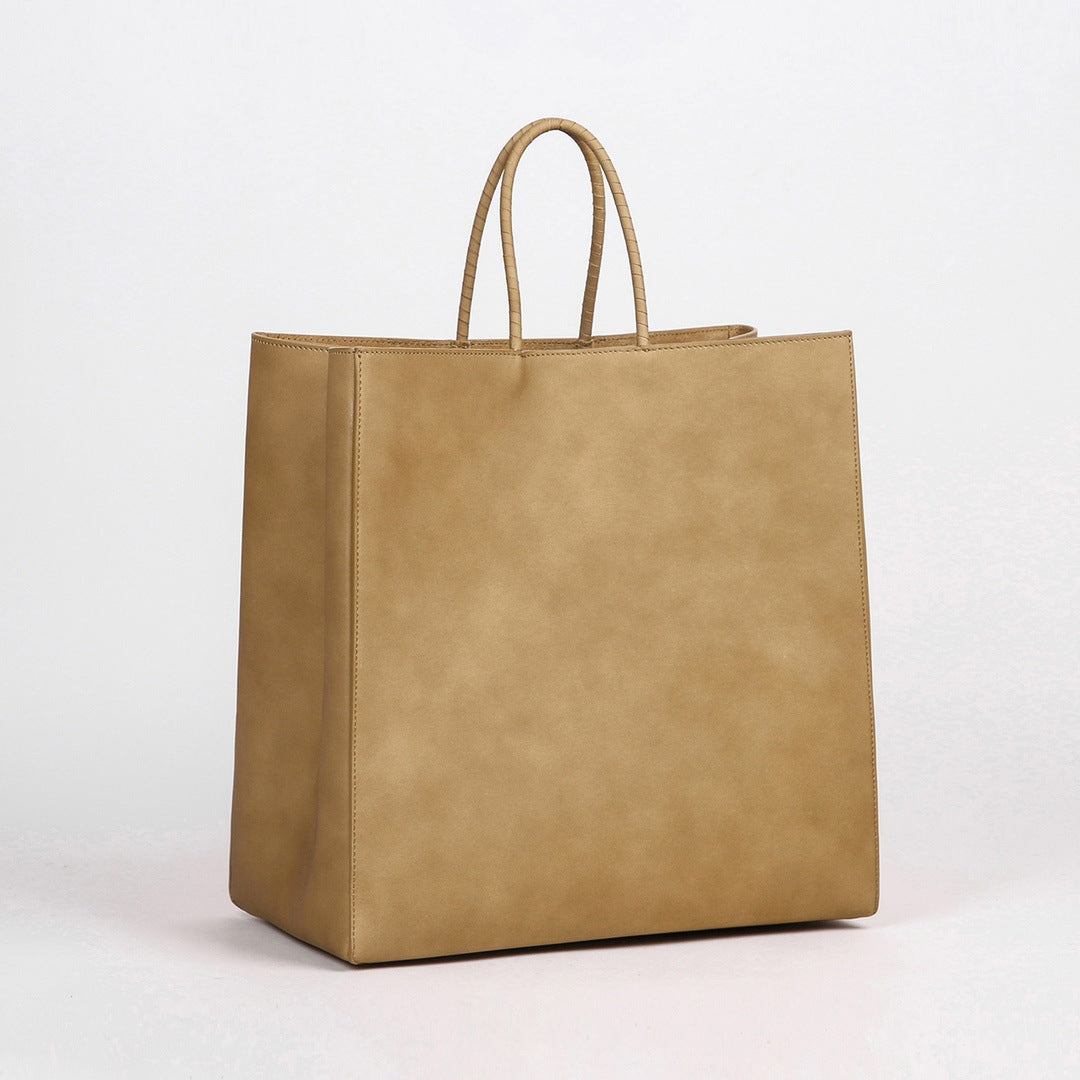 ins风托特包包女2023新款真皮手提包大容量牛皮纸袋包 工厂代发