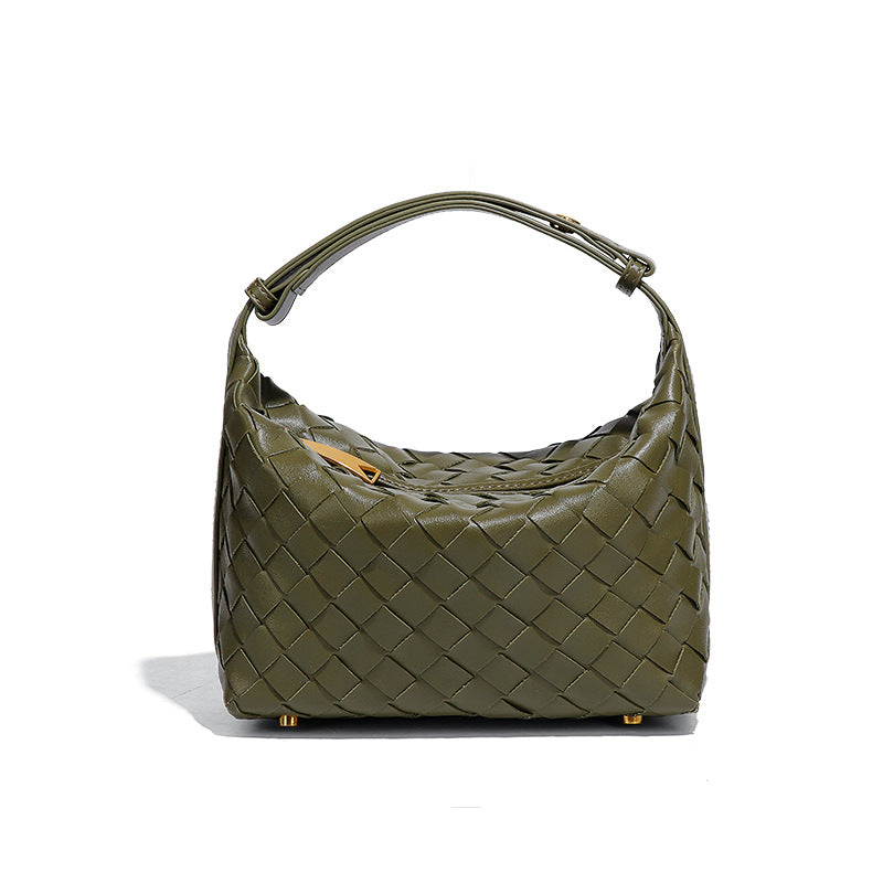 小众设计时尚休闲手拎女包百搭小清新质感单肩腋下包手工编织包包