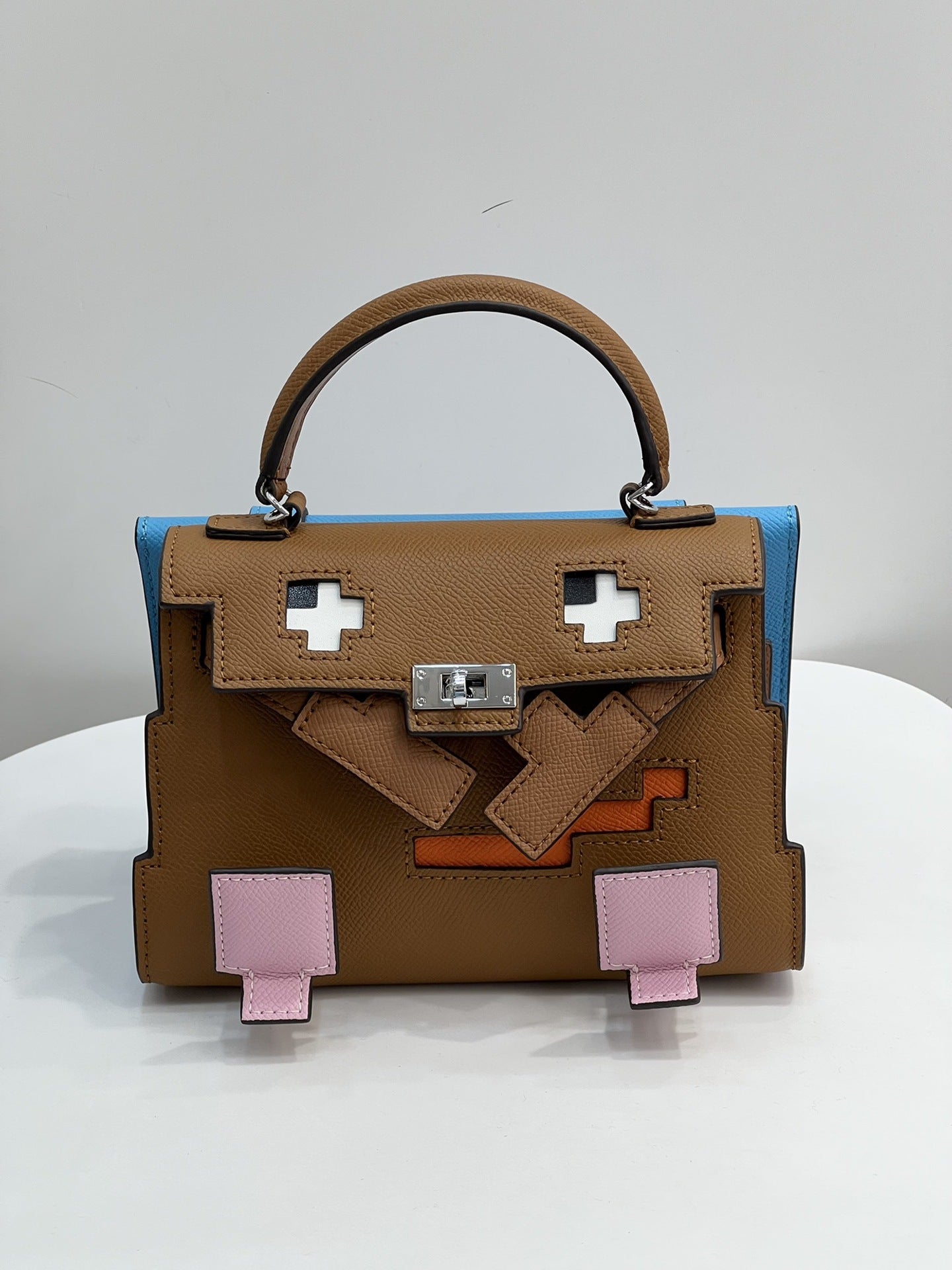 小众设计凯莉包2024新款可爱恶搞小怪兽包牛皮单肩手提包斜挎包女