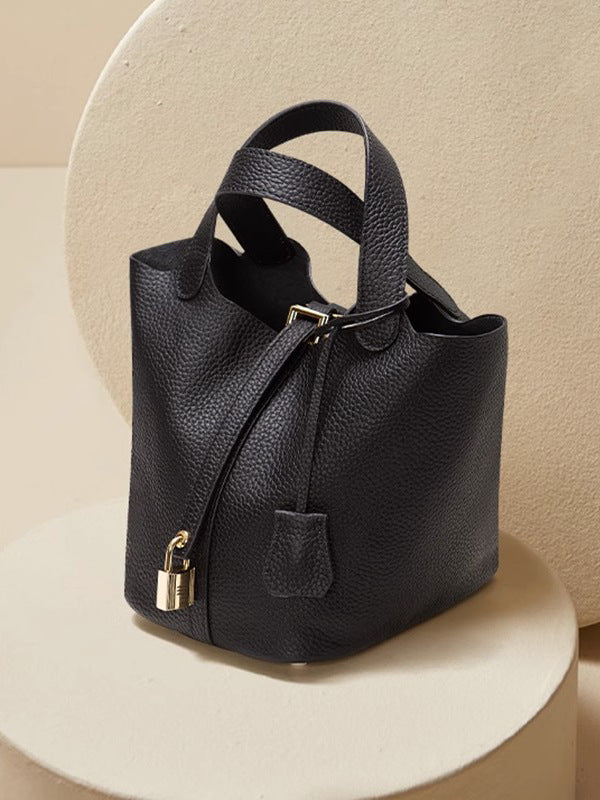 软糯头层togo牛皮真皮菜篮子女包小水桶包手提包大容量手拎包代发