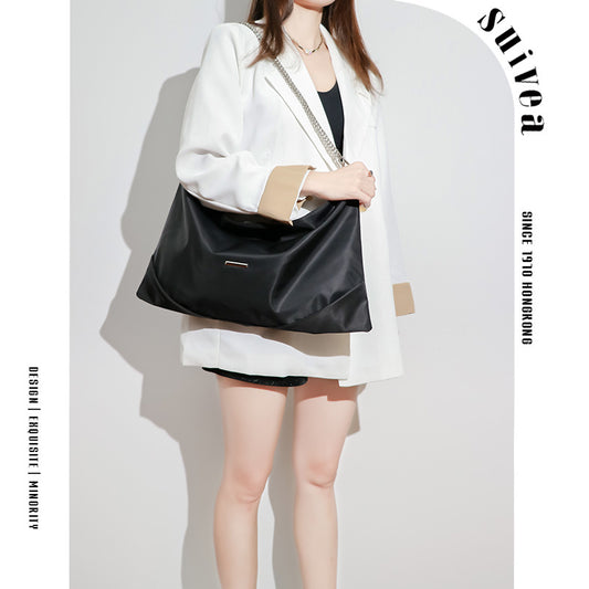 2025新款韩版轻便大容量防水牛津布托特包百搭尼龙布单肩斜跨女包