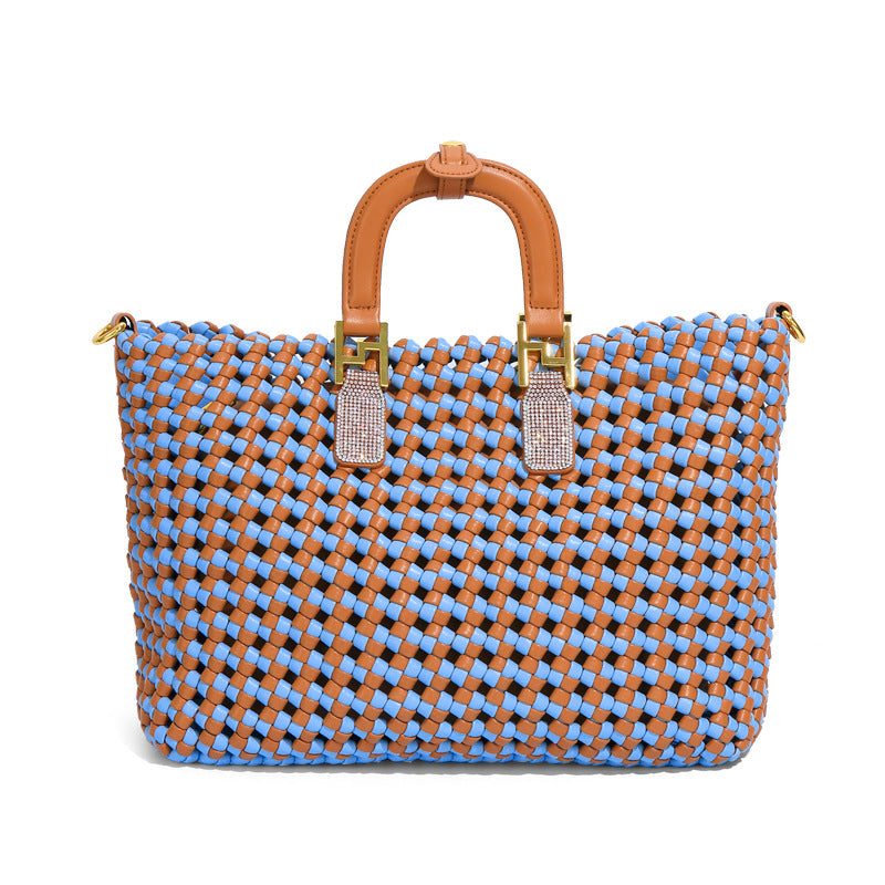 夏季休闲百搭大容量托特手提包手工编织包包简约三件套单肩斜挎包